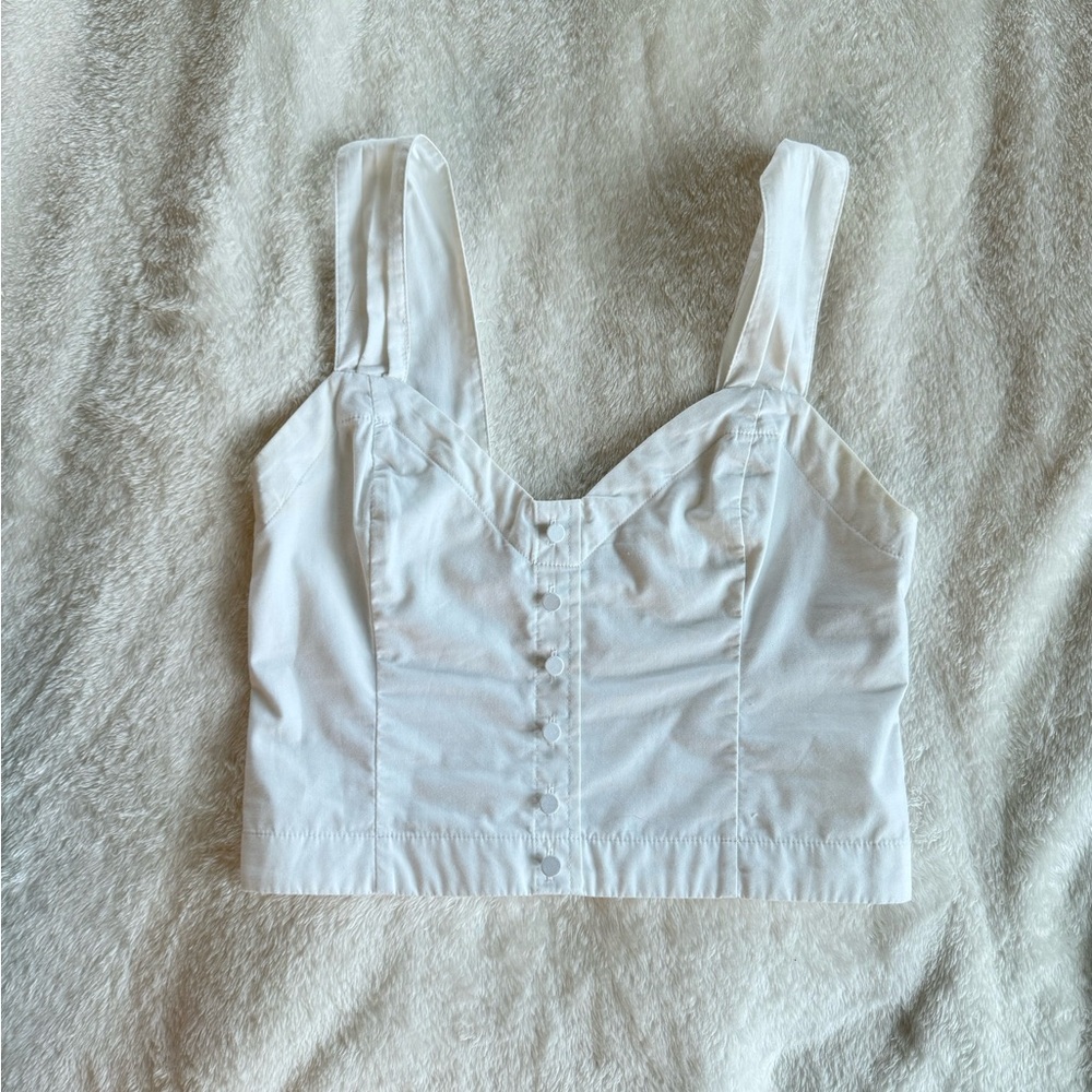 Abercrombie & Fitch White Button-Up Crop Top